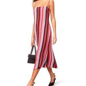 GUC Reformation Rosaly Midi Dress - Isabel Stripe - Size 8